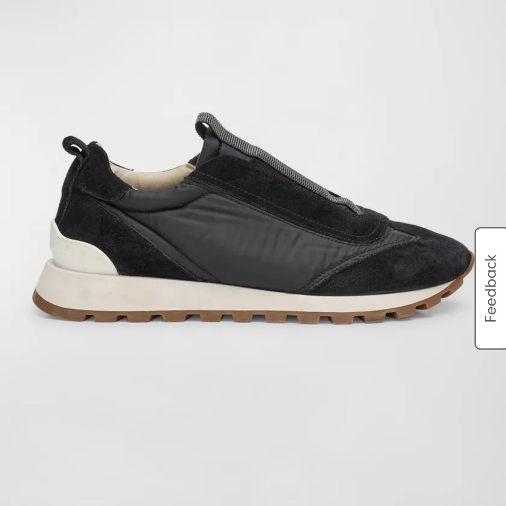 Brunello Cucinelli Black and White Sneakers with Laceless Design